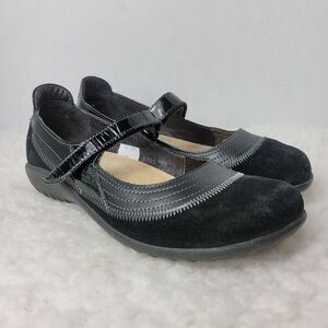 Naot Kirei Womens Shoes Size 7.5 Black Suede Patent Leather Mary Jane